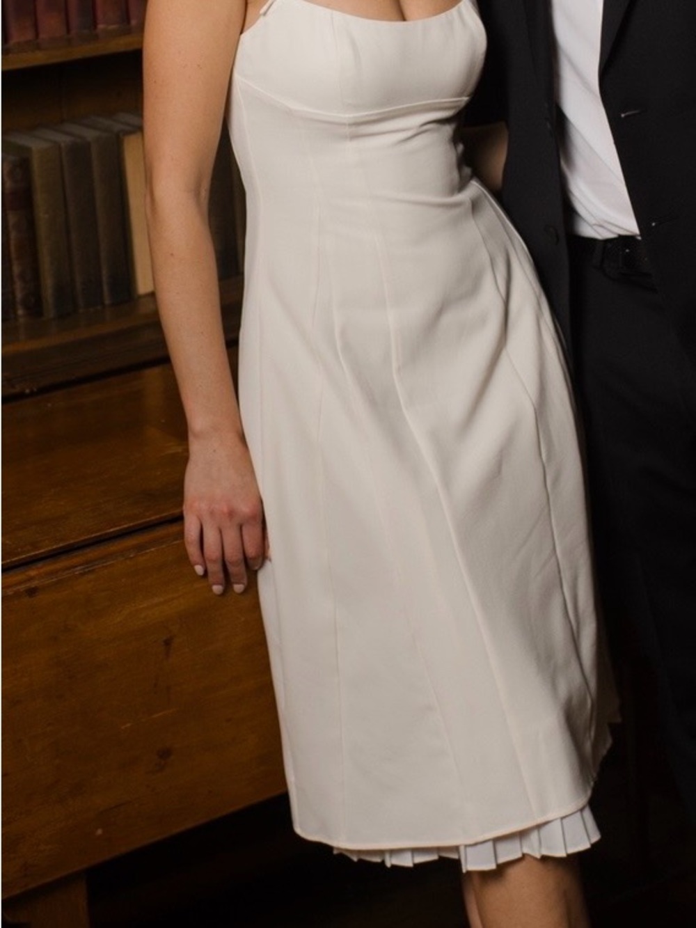 Elegant Cream Square-Neck A-Line Dress - Picture 3 of 3